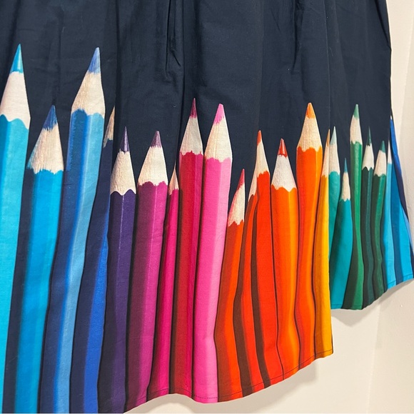 ModCloth Medium Fervour Colored Pencil Skirt Midi Retro Novelty Teacher Rainbow - Picture 5 of 12